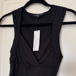 Silence + Noise Elegant Black V-Neck Dress